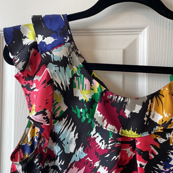 J. Crew Multicolor Abstract Ruffle Sleeve Top - Picture 2 of 6